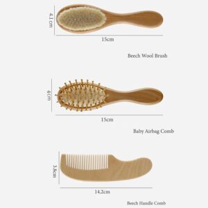 Lot De 3 Brosses A Cheveux Personnalisees For Bebe, Brosse Et Peigne En Bois, Brosse De Massage De Tete For Bebe, Nouveau-ne Bapteme