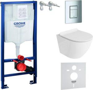 Grohe Rapid SL WC Wall Unit with Actuator Plate Lavita Wall Toilet without Flush System Toilet Seat with Soft-Close Soft-Close M