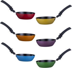 RoDzj Mini Wok Party Set 6 Pieces Ø12cm Revetement Antiadhesif Small Wok avec Isolation Poignee pour le Tablegrill Mini Crepiere
