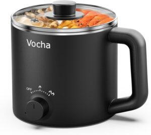Vocha Multicuiseur Electrique, petite marmite electrique en acier inoxydable 1,6 L, hot pot electrique portable pour chambre d'etudi