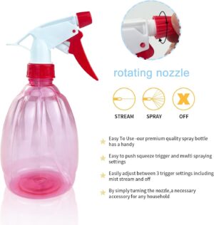 Diompirux 3 Pieces Colore et Transparent 500ml Flacons Pulverisateur, Vaporisateur Vide Reutilisable avec Declencheur, Bouteille Spr
