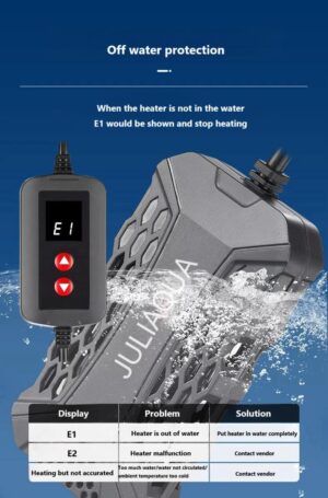 JULIAQUA Chauffage Aquarium avec Affichage Temperature Eco Rechauffeur reglable 25W50W100W150W (Q-25W)