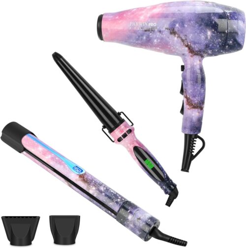 3 EN 1 Seche Cheveux Lisseur Cheveux Boucleur a Cheveux, PARWIN PRO BEAUTY Styling Set, Seche Cheveux Professionnel, Fer a Boucl