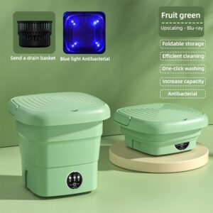 4.5L Machine a Laver Portable,Mini Machine a Laver Pliable, Linge Pliable avec Panier de Vidange, 3 Modes De Nettoyage,pour Sous-vet