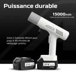 ASOME Nettoyeur Haute Pression sans Fil X021 Nettoyeur Portable avec 2 Batteries 15000 mAh, 80 Min dAutonomie, 30 Bars Buse 6-e