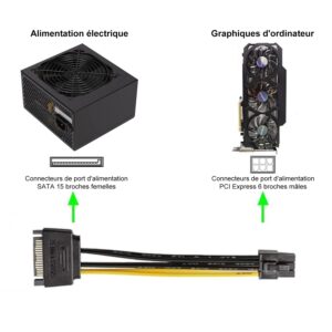 61piSLW6e7L._SL1500_.jpg Adaptateur PCIe JD SATA 15 broches vers 6 broches x5