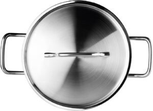 IBILI - Faitout avec couvercle inox Ebbe 22 cm, acier inoxydable 1810, compatible induction