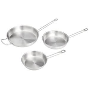 Amazon Basics Lot de 3 poeles a frire en acier inoxydable revetues d'aluminium, passe au four et au lave-vaisselle, poeles de 20 cm,