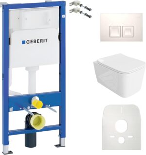 Lavita Duofix Complete Flush Set with lavita Dalia White Rimless Cistern Toilet Seat with Soft-Close Mechanism Delta 25 Control