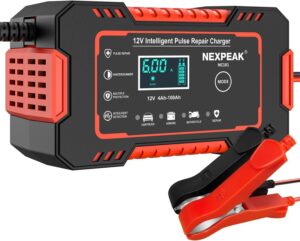 6A Car Battery Charger, NEXPEAK 6A 12V Smart Motorcycle Battery Charger, Automatic Repair Function Portable Battery Chargers for Car