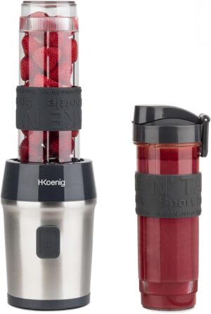 H.Koenig SMOO9 Mini Blender - 570 mL, 300W, 4 Lames Inox