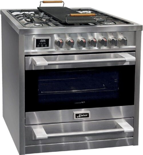 Kaiser Olan 93505R Gaz Electrique Cuisiniere 90cmFour electriqueCuisiniere 115L Plaque de cuisson au gaz 4,5 Kw WOK 8 fonctio