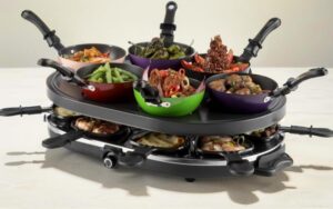 RoDzj Mini Wok Party Set 6 Pieces Ø12cm Revetement Antiadhesif Small Wok avec Isolation Poignee pour le Tablegrill Mini Crepiere