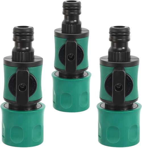 XIAQICA 3 Pieces Raccord Tuyau D'arrosage avec Vanne de Regulation 15mm Adaptateur Robinet Tuyau Arrosage Raccord Rapide Arrosage po