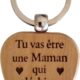 Porte-clés cœur bois gravé – personnalisé future maman
