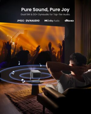 61sWJtr2SXL._AC_SL1500_.jpg JMGO N1 Projector, 1080P 3D Mini Video Projector Full HD, Portable Triple Laser 750 ISO Lumens, Automatic Gimbal Image Correction, 2