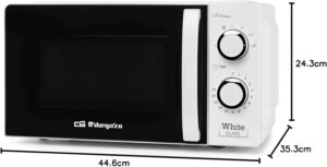 Orbegozo Mi 2115 Four a micro-ondes, 20 l de capacite, 6 niveaux de fonctionnement, minuterie jusqua 30 min, 700 W, blanc