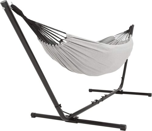 Vita5 Hamac sur Pied Exterieur pour des Heures de Detente, Hamacs 2 Personnes avec Toile en Coton, Support Portable et Solide en Aci