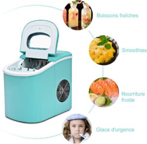 Machine à glaçons portable COSTWAY 12 kg/24h turquoise
