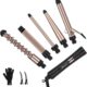 Fer a Boucler 5 en 1 PARWIN PRO BEAUTY Multifonctionnel Interchangeable Kit Fer a Friser avec Tourmaline en ceramique et 140-230C T