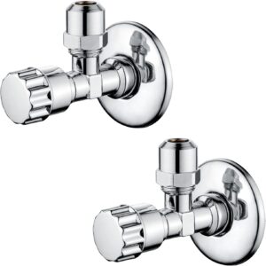Ibergrif M22022-2, 2 Pieces Vanne d'Angle, Robinet Equerre Universelle Auto-Etanche, d'Arret de Regulation avec Poignee, Robinet de