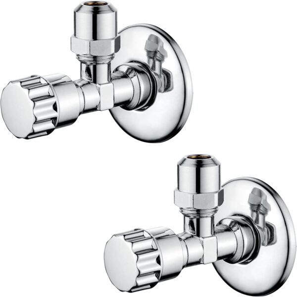Ibergrif M22022-2, 2 Pieces Vanne d'Angle, Robinet Equerre Universelle Auto-Etanche, d'Arret de Regulation avec Poignee, Robinet de