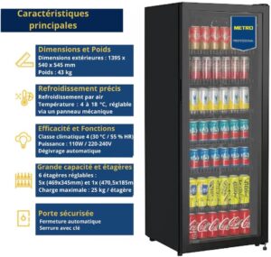 61uOmvytvzL._AC_SL1219_.jpg Réfrigérateur à boissons METRO Professional 237 L noir