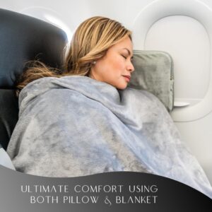 Travellow Ensemble Oreiller et Couverture de Voyage Kit de Voyage Ultime 4 en 1 avec Oreiller en Mousse a memoire de Forme, Couver