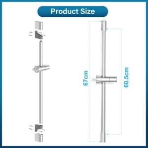 SREWOHS 70cm Stainless Steel Shower Rail with Shower Head Holder, Adjustable and 360 Rotatable (1Slider Set)