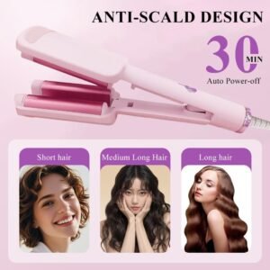 HASAIKA Waver Fer a Onduler, Fer a Onduler en Ceramique, 32 mm Gros Bigoudis Cheveux avec 4 Temperatures reglables pour tous les ty