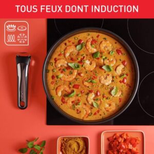 Tefal Ingenio Lot de 2 poeles 2428 cm poignee amovible, Induction, Acier inoxydable, Revetement antiadhesif, Empilable, Compatibl