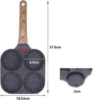 61vX7PGFqdL._AC_SL1000_.jpg Bobikuke Poele a 4 Emplacements, Poele a Pancakes et Omelette Antiadhesive en Aluminium pour Petit-dejeuner Oeuf Au Plat Hamburger,