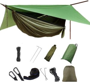 Hamac de Camping avec moustiquaire, hamac Simple et Double leger, Portable en pour 2 Personne pour Le Camping, la randonnee, la Surv