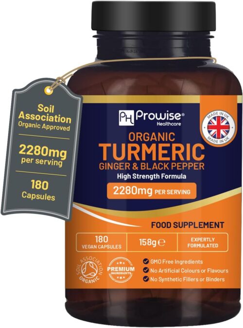 Curcuma bio 2280 mg (haute resistance) avec poivre noir et gingembre - 180 capsules de curcuma vegetaliennes avec ingredient actif c