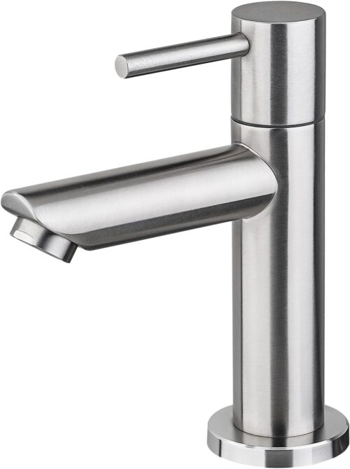 Ibergrif M18103 Mitigeur de lavabo a eau froide, mitigeur monocommande pour lavabo exterieur, WC invites, acier inoxydable, gris