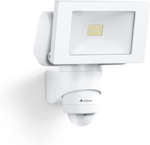 STEINEL Projecteur LED exterieur FL 1400 S blanc, detecteur 220 portee 10 m, spot puissant 14,7 W, 4000 K
