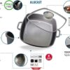 Elo 8668026 Mijoteuse carree avec couvercle en verre 28 cm, Faitout, Plat de service, Cocotte en fonte, Convient a tous types de feu