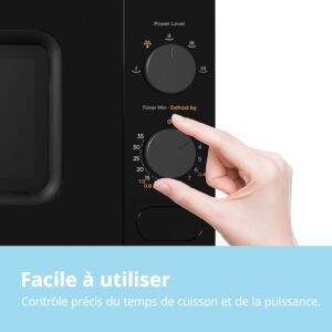 Comfee' CM-M202CC(BK) Four a micro-ondes compact avec la capacite de 20 litres, 700 W avec Commande manuelle, Convenable pour petite
