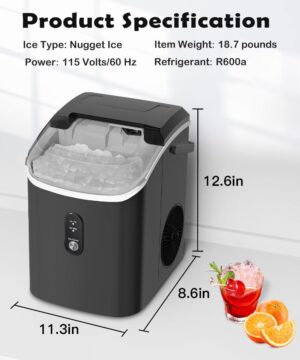 Machine à glaçons nugget COWSAR 15,4 kg/j, autonettoyante