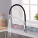 Ibergrif M22142-2 Robinet de cuisine extractible avec 2 fonctions de pulverisation, melange d'evier avec bec flexible Noir