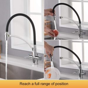 Ibergrif M22142-2 Robinet de cuisine extractible avec 2 fonctions de pulverisation, melange d'evier avec bec flexible Noir