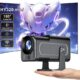 HY320 Mini Video Projector, Wifi Bluetooth Mini Video Projector Supports 4K, Portable Outdoor Projector Android TV Home Cinema Pro