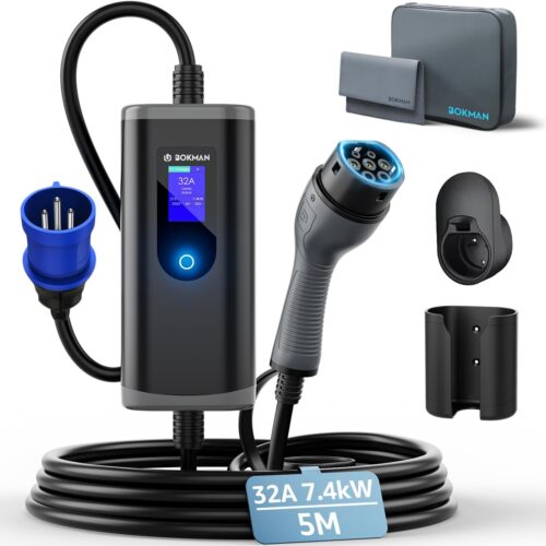 61y0dvyCphL._AC_SL1500_.jpg bokman Electric Car Charging Station 7kW, 6-32A 7.4kW 5 Meter Type 2- CEE P17 Socket Portable EV Charger Charging Station Mobile