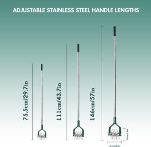 Yeelor Adjustable Rotary Tiller with SS Handle and Removable Solid Metal Teeth for Garden Lawn and Manual for Loosening and Mixing