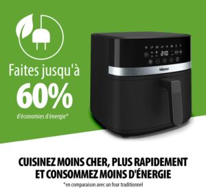 Tristar French FR-9418 Digital Air Fryer, 8 L Capacity, 2000 W, LED Touch Screen, 7 Programs Manual, Preheat and Keep Warm Functio