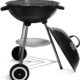 SunJas Barbecue a Charbon Rond, BBQ Mobile Barbecue Grill Portable de Jardin, avec Couvercle et 2 Roues - 46 44 70cm