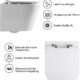HOROW Rimfree Wall-Mounted Toilet Seat with Soft-Close Toilet Seat, Water Saving Length 48 cm White