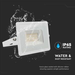 V-TAC Projecteur LED Exterieur 30W - Haute Performance Blanc- IP65 2510 Lumen Lampe Etanche pour Maison, Jardin, Garage, Fabri