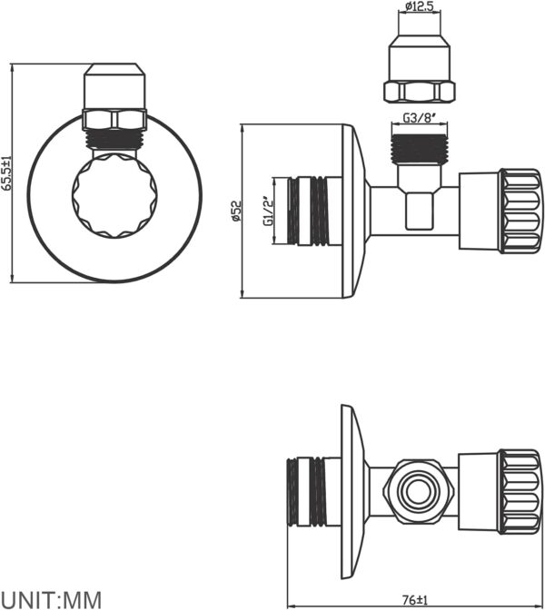 Ibergrif M22022-2, 2 Pieces Vanne d'Angle, Robinet Equerre Universelle Auto-Etanche, d'Arret de Regulation avec Poignee, Robinet de