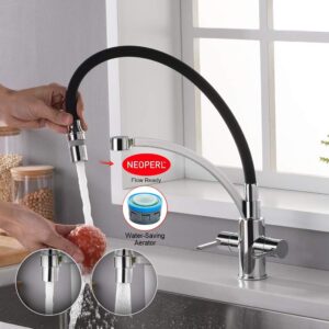 Ibergrif M22142-2 Robinet de cuisine extractible avec 2 fonctions de pulverisation, melange d'evier avec bec flexible Noir
